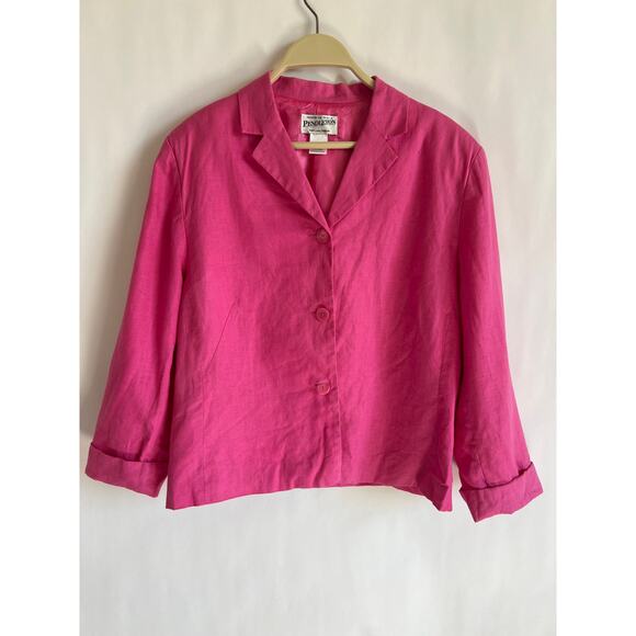 PENDELTON CLASSIC 100% LINEN JACKET BLAZER LINED PINK SIZE M/L - Picture 1 of 11